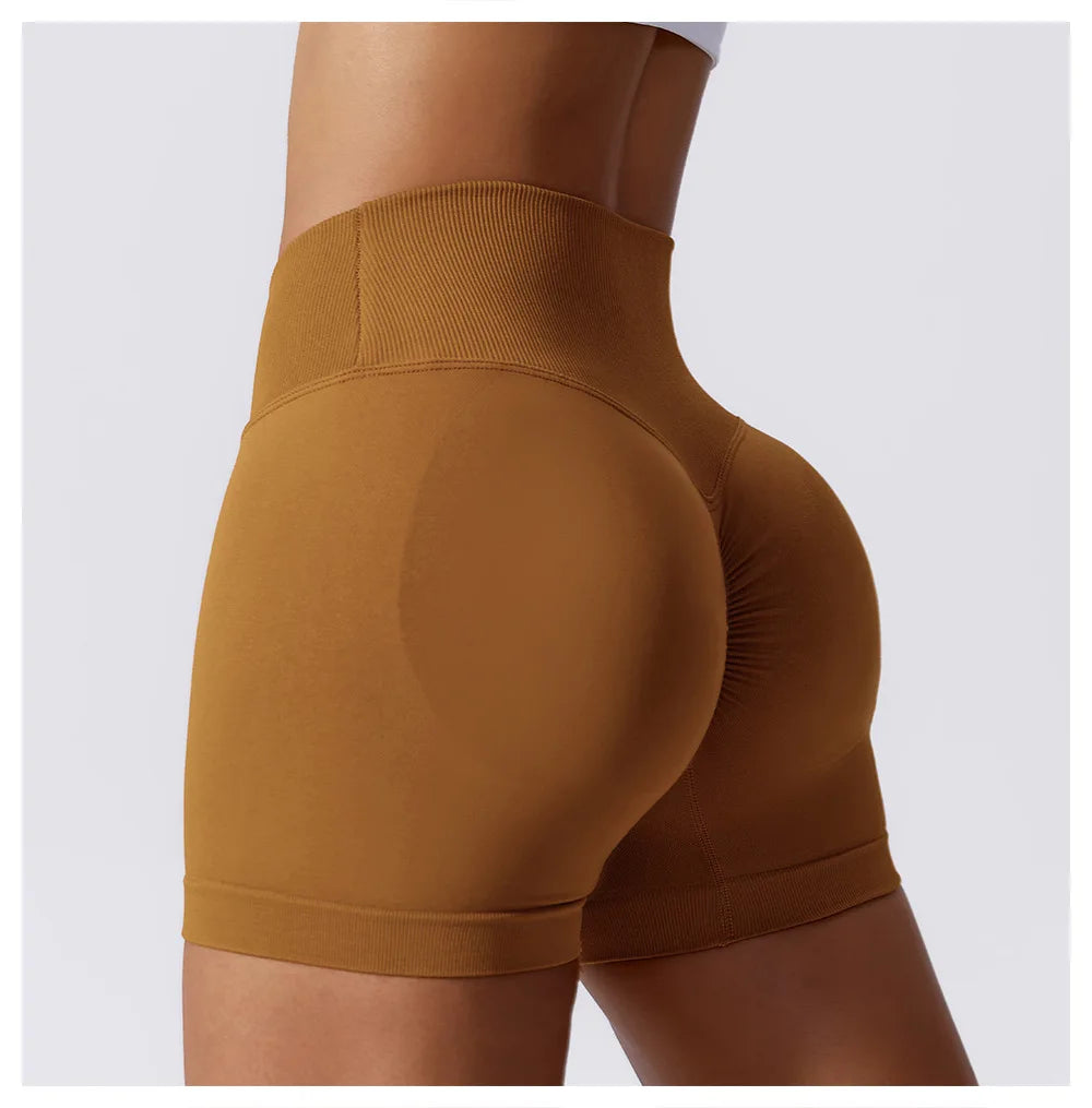 Pantalones cortos de yoga de cintura alta sin costuras