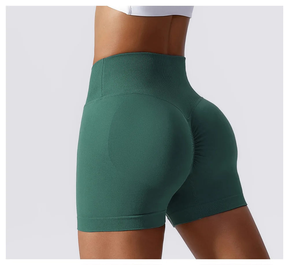 Pantalones cortos de yoga de cintura alta sin costuras