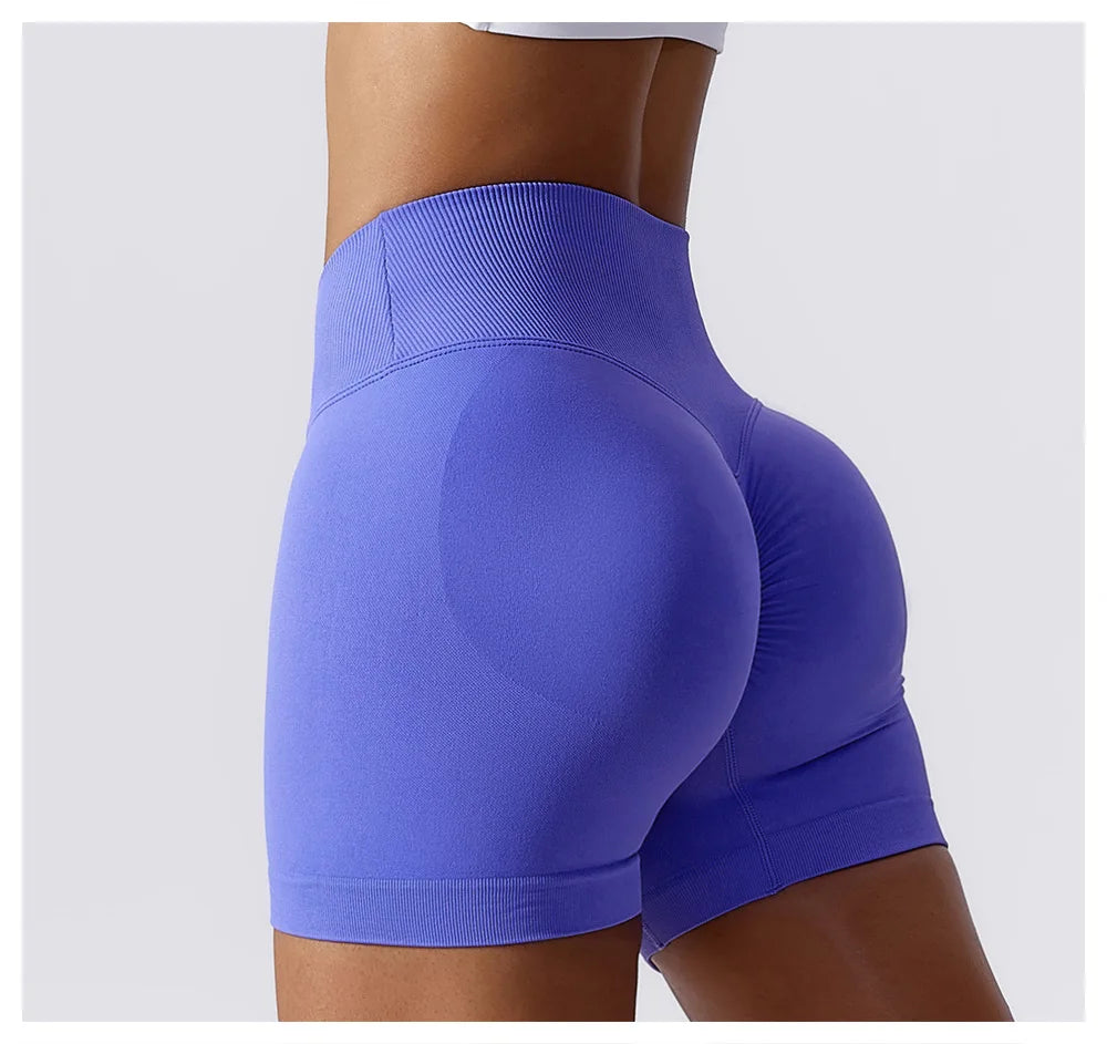 Pantalones cortos de yoga de cintura alta sin costuras