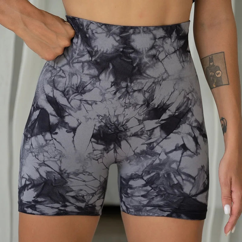 High-Waist Tie-Dye Booty Lift Shorts